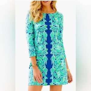 Lilly Pulitzer Tropical Long Sleeve Dress in Blue and Green